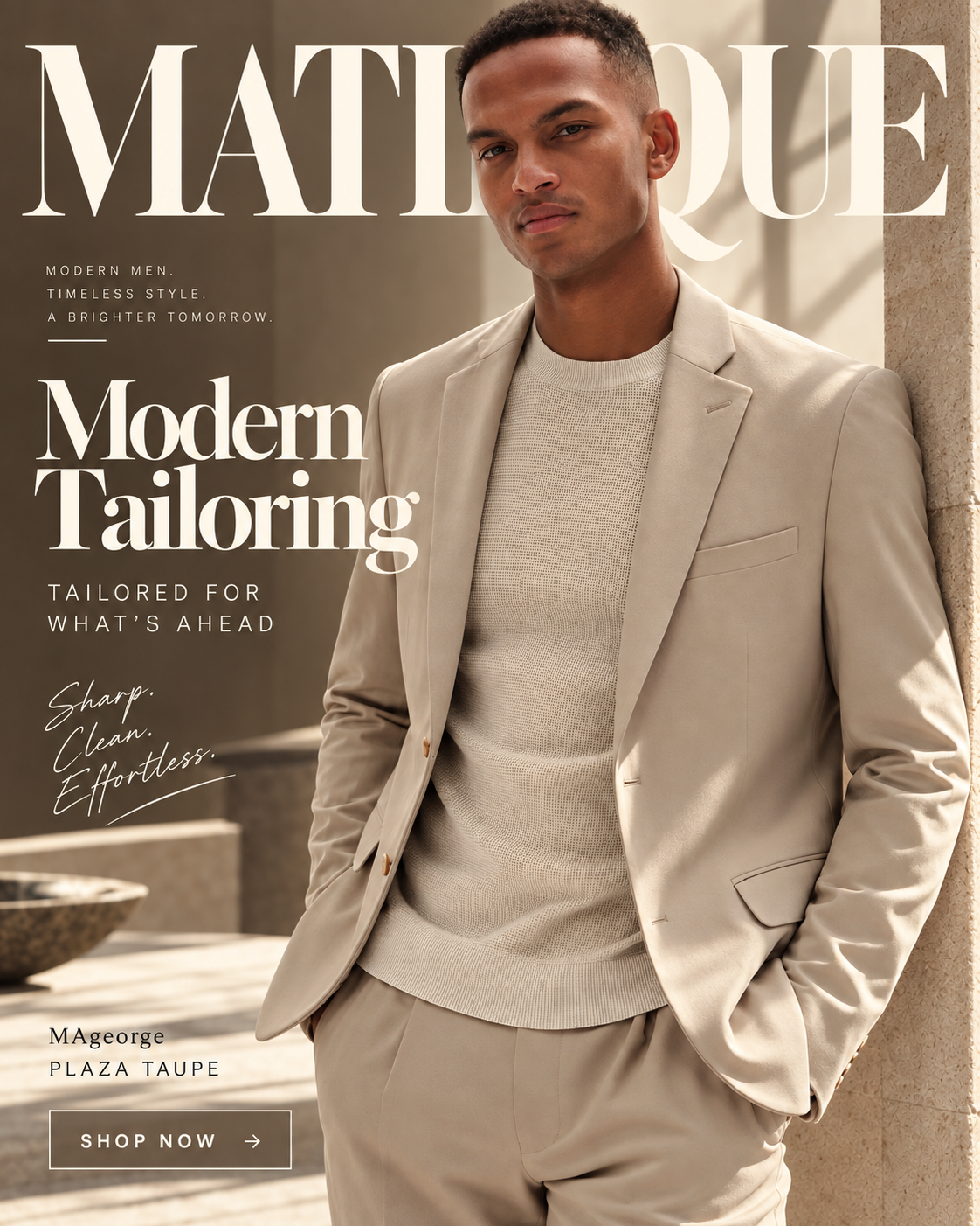 MATINIQUE text behind the model