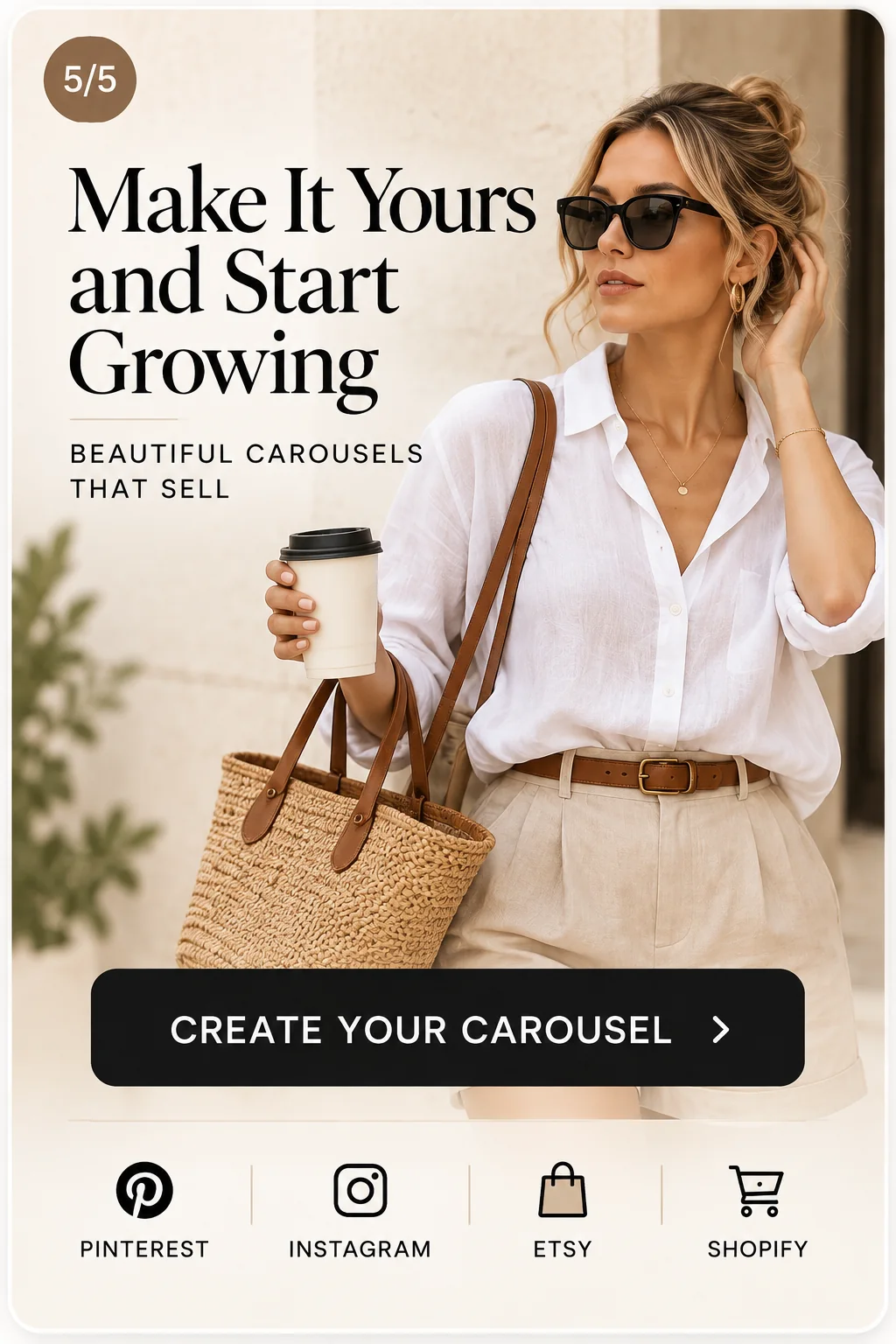 Fashion carousel closing slide with publishing call to action