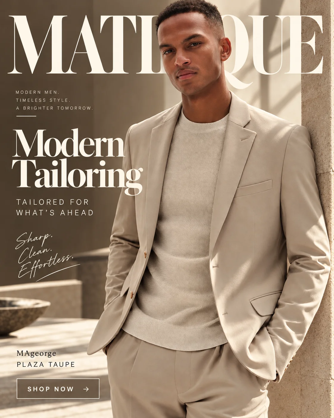 MATINIQUE text behind the model
