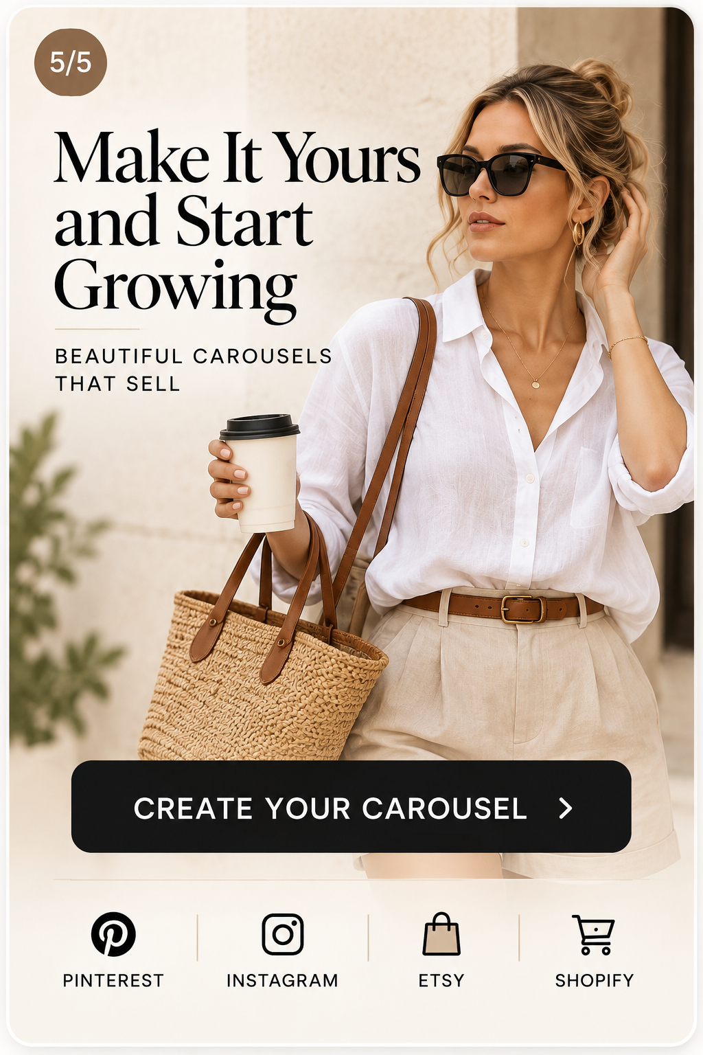 Fashion carousel closing slide with publishing call to action